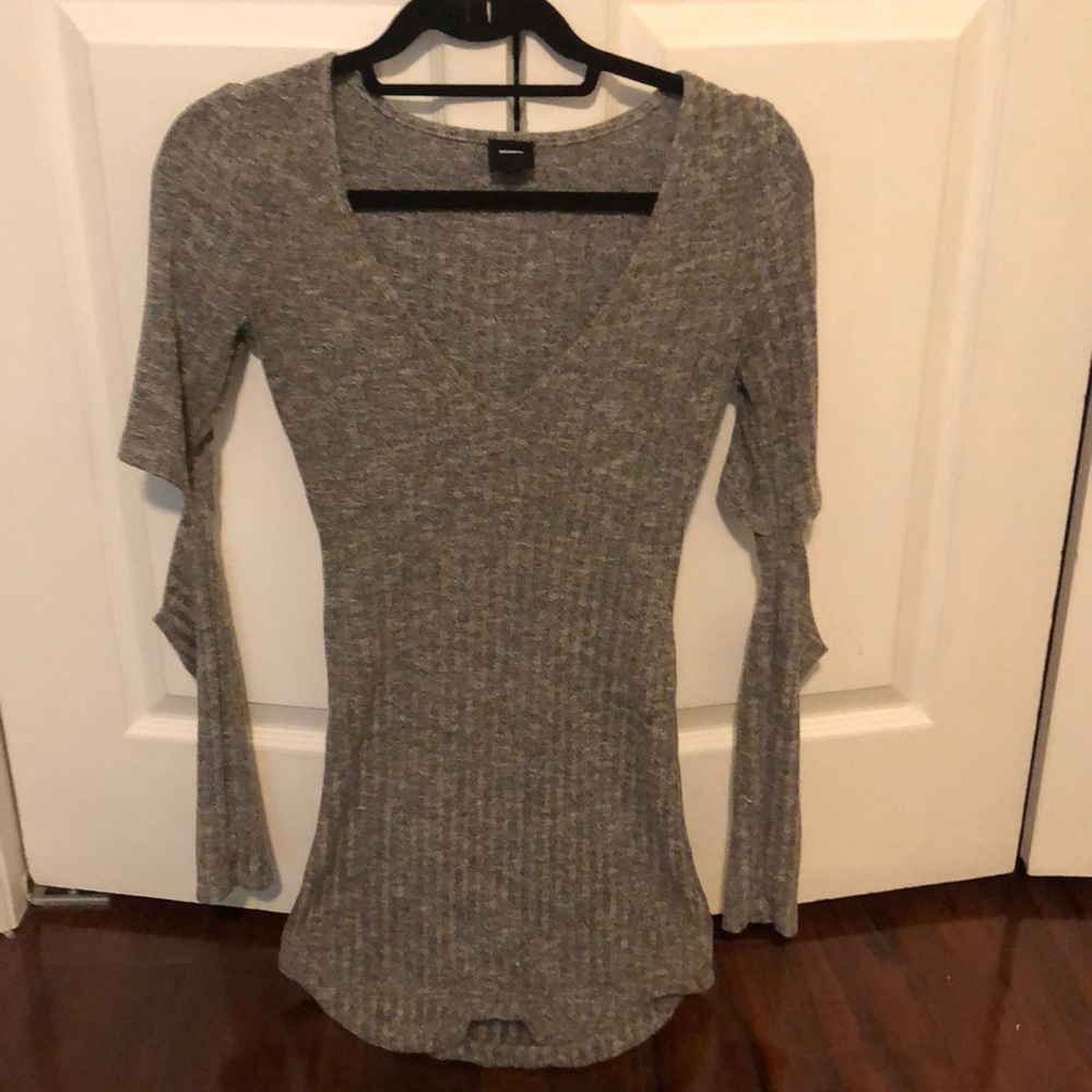 Mini sweater dress with cutout elbows